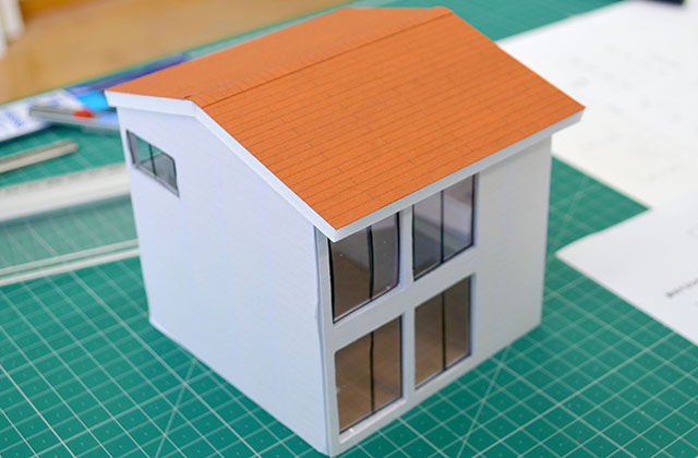 スペースデザイン科「建築模型の制作体験」の完成した建築模型